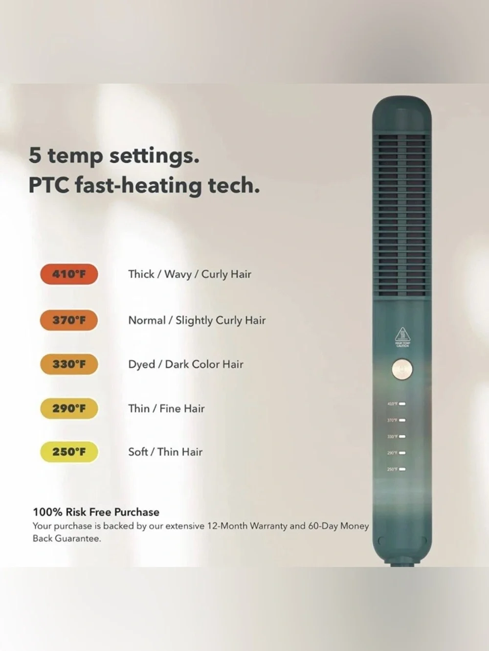 NIB Ceramic Heated Hair Straightening Brush - Women Hair Styler